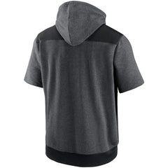 Chicago Cubs Authentic Collection Dry Flux Performance Quarter-Zip Short Sleeve Hoodie - Heathered Charcoal/Black | Nike