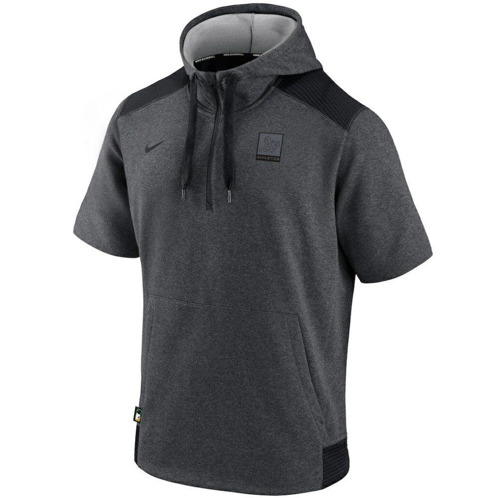 Athletics Authentic Collection Dry Flux Performance Quarter-Zip Short Sleeve Hoodie - Heathered Charcoal/Black | Nike