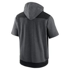 Miami Marlins Authentic Collection Dry Flux Performance Quarter-Zip Short Sleeve Hoodie - Heathered Charcoal/Black | Nike