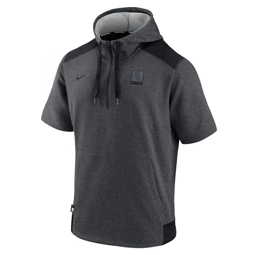 Chicago White Sox Authentic Collection Dry Flux Performance Quarter-Zip Short Sleeve Hoodie - Heathered Charcoal/Black | Nike