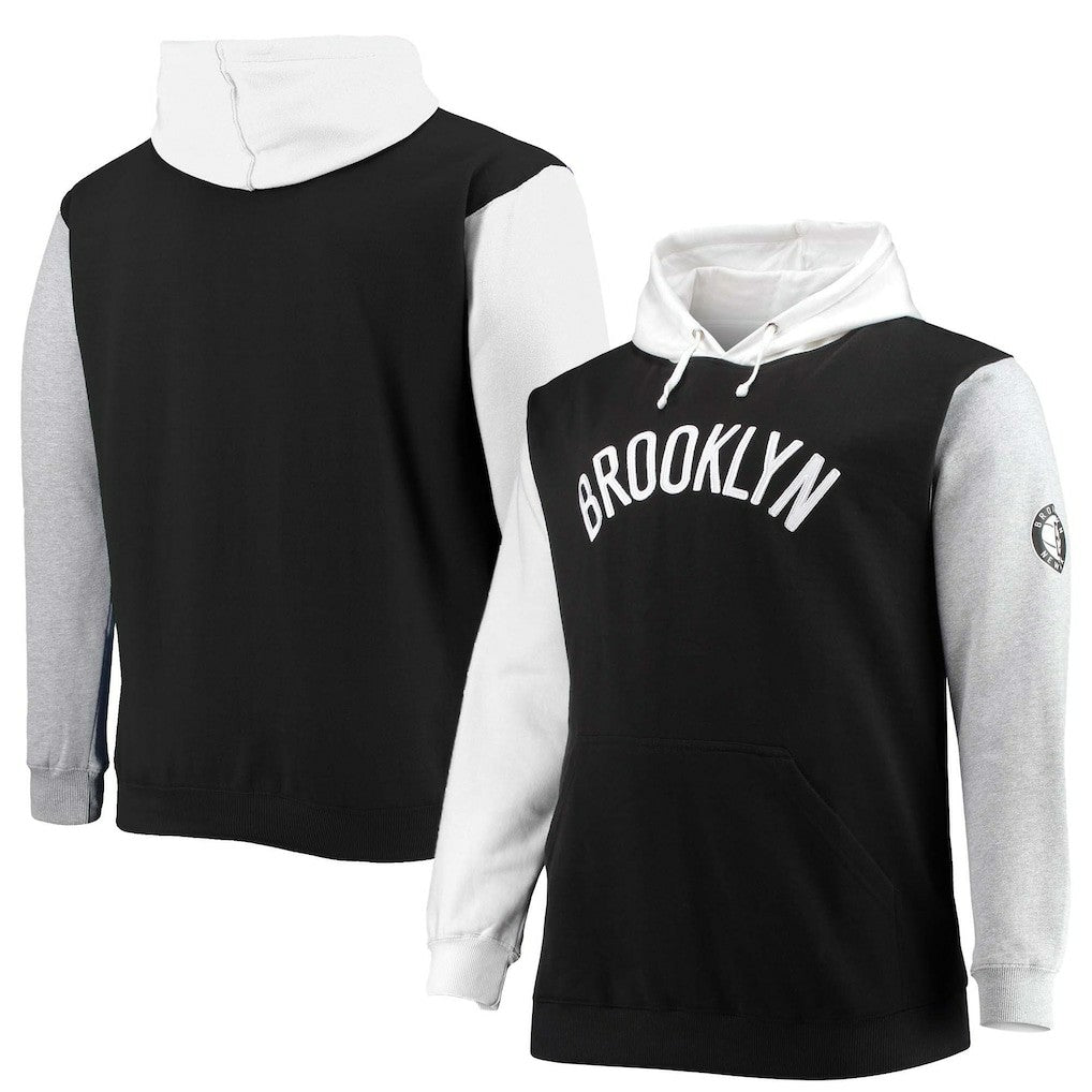 Brooklyn Nets Big & Tall Double Contrast Pullover Hoodie - Black/White | Fanatics sale