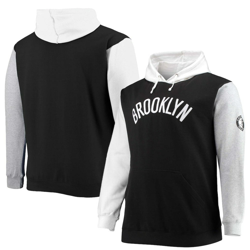 Brooklyn Nets Big & Tall Double Contrast Pullover Hoodie - Black/White | Fanatics sale