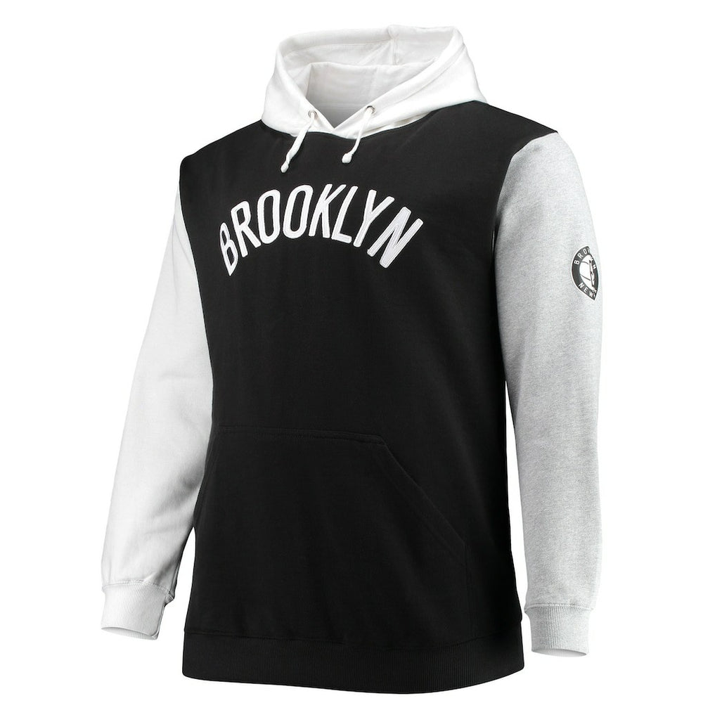 Brooklyn Nets Big & Tall Double Contrast Pullover Hoodie - Black/White | Fanatics sale