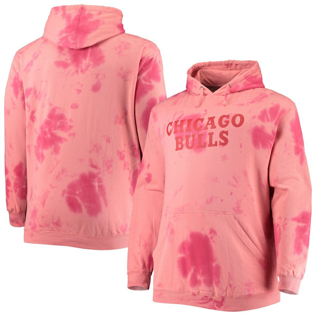 Chicago Bulls Big & Tall Wordmark Cloud Dye Pullover Hoodie - Red | Fanatics discount