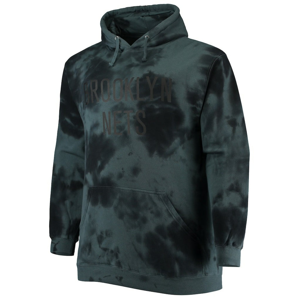 Brooklyn Nets Big & Tall Wordmark Cloud Dye Pullover Hoodie - Black | Fanatics discount