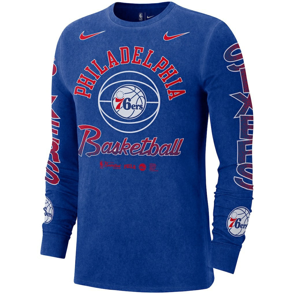 Philadelphia 76ers Courtside Retro Elevated Long Sleeve T-Shirt - Royal | Nike sale
