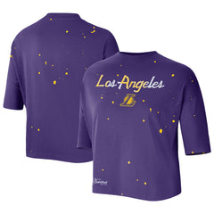 Los Angeles Lakers Women's Courtside Splatter Cropped T-Shirt - Purple | Nike cheap
