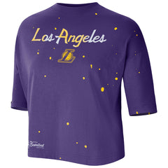 Los Angeles Lakers Women's Courtside Splatter Cropped T-Shirt - Purple | Nike cheap