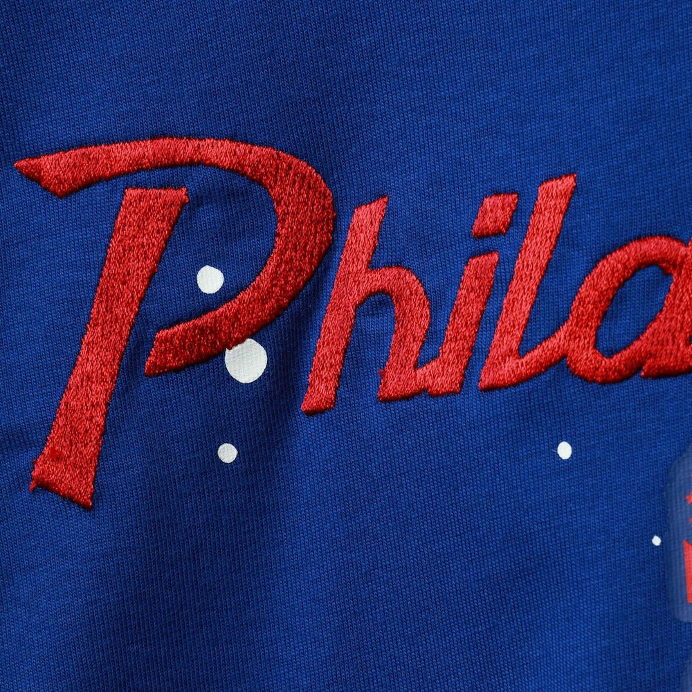 Philadelphia 76ers Women's Courtside Splatter Cropped T-Shirt - Royal | Nike online