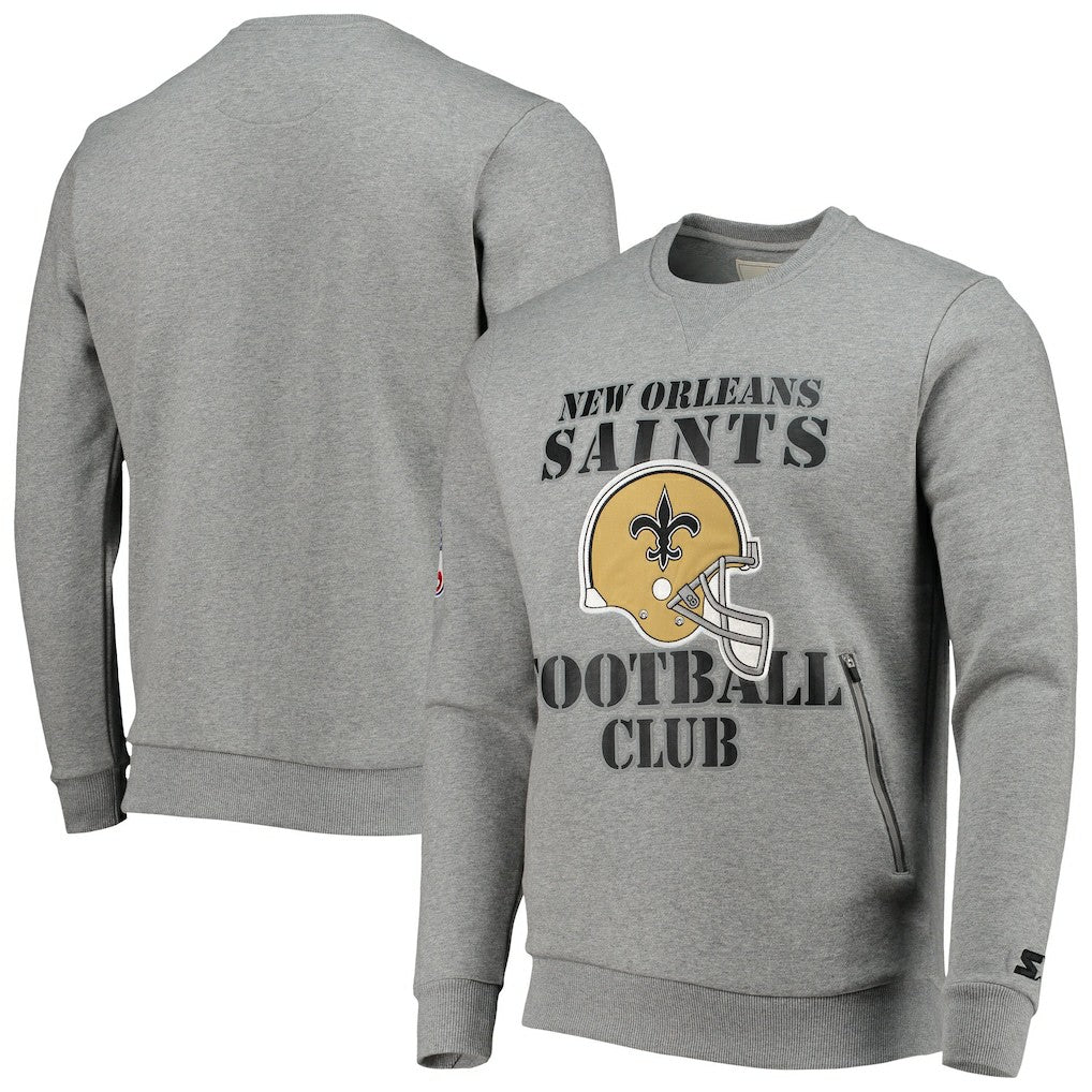 New Orleans Saints Starter Locker Room Throwback End Zone Pullover Sweatshirt - Gray discount