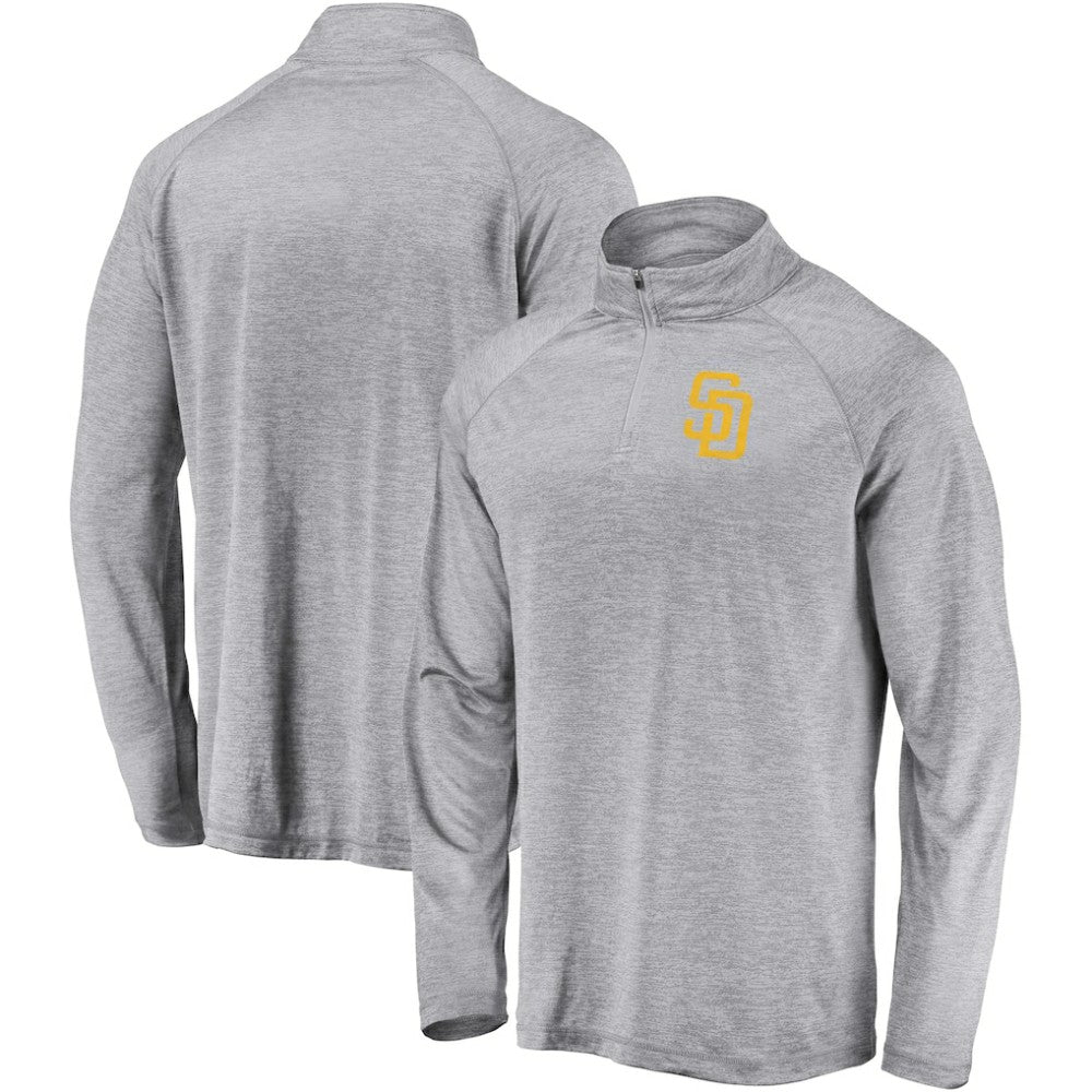 San Diego Padres Primary Logo Quarter-Zip Raglan Jacket - Gray