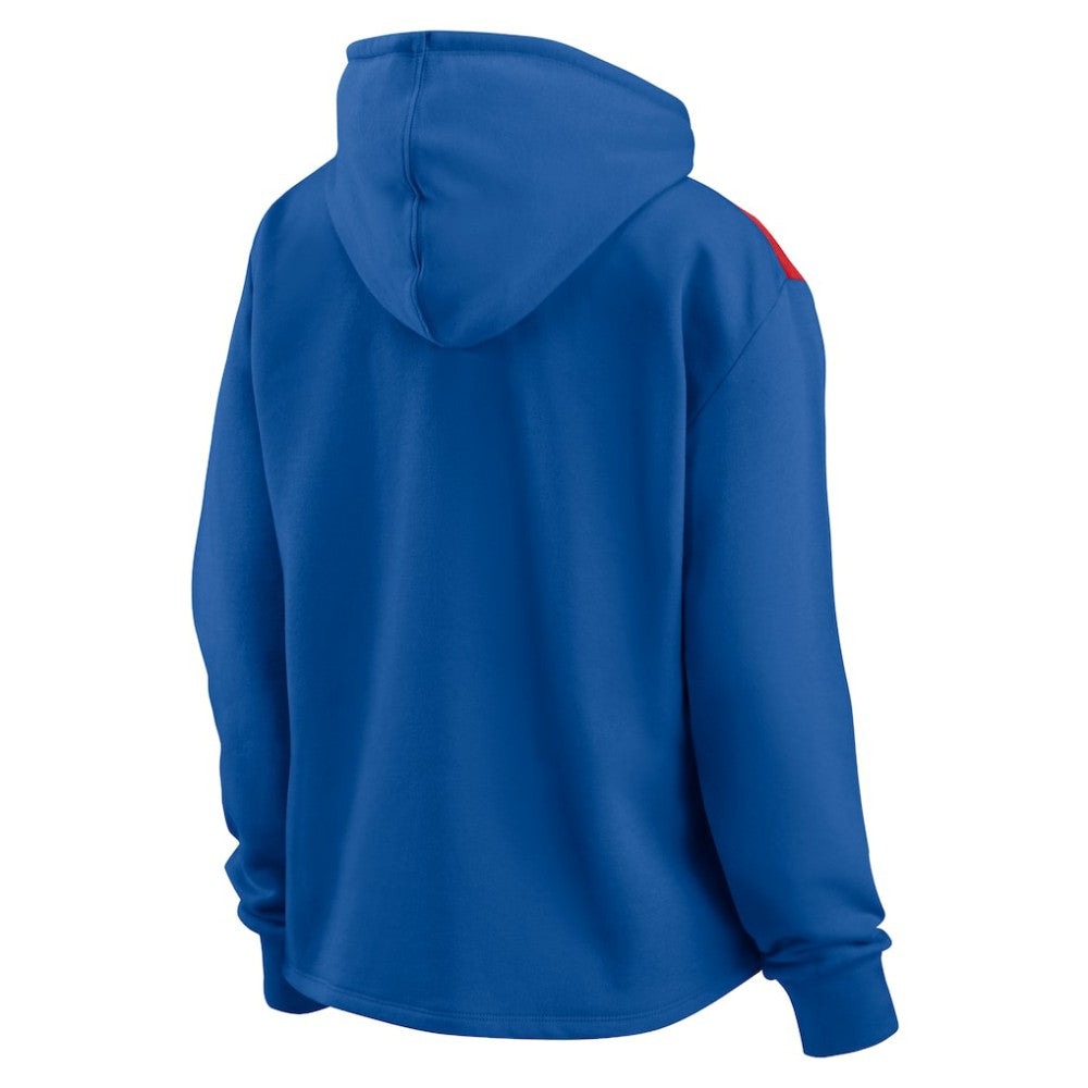 Chicago Cubs Women's Iconic Overslide Color-Block Quarter-Zip Hoodie - Royal