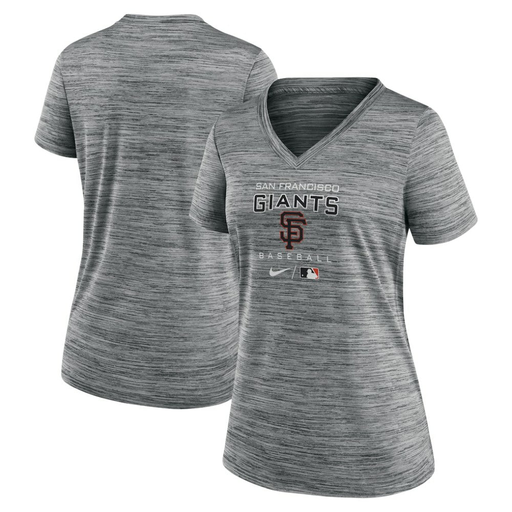 San Francisco Giants Women's Authentic Collection Velocity Performance V-Neck T-Shirt - Anthracite | Nike