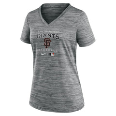 San Francisco Giants Women's Authentic Collection Velocity Performance V-Neck T-Shirt - Anthracite | Nike