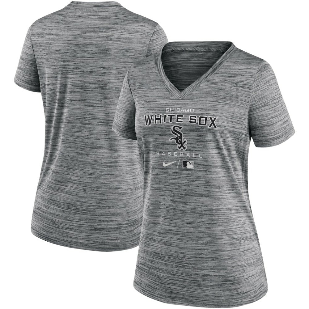 Chicago White Sox Women's Authentic Collection Velocity Performance V-Neck T-Shirt - Anthracite | Nike