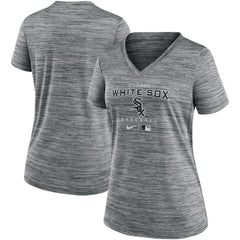 Chicago White Sox Women's Authentic Collection Velocity Performance V-Neck T-Shirt - Anthracite | Nike