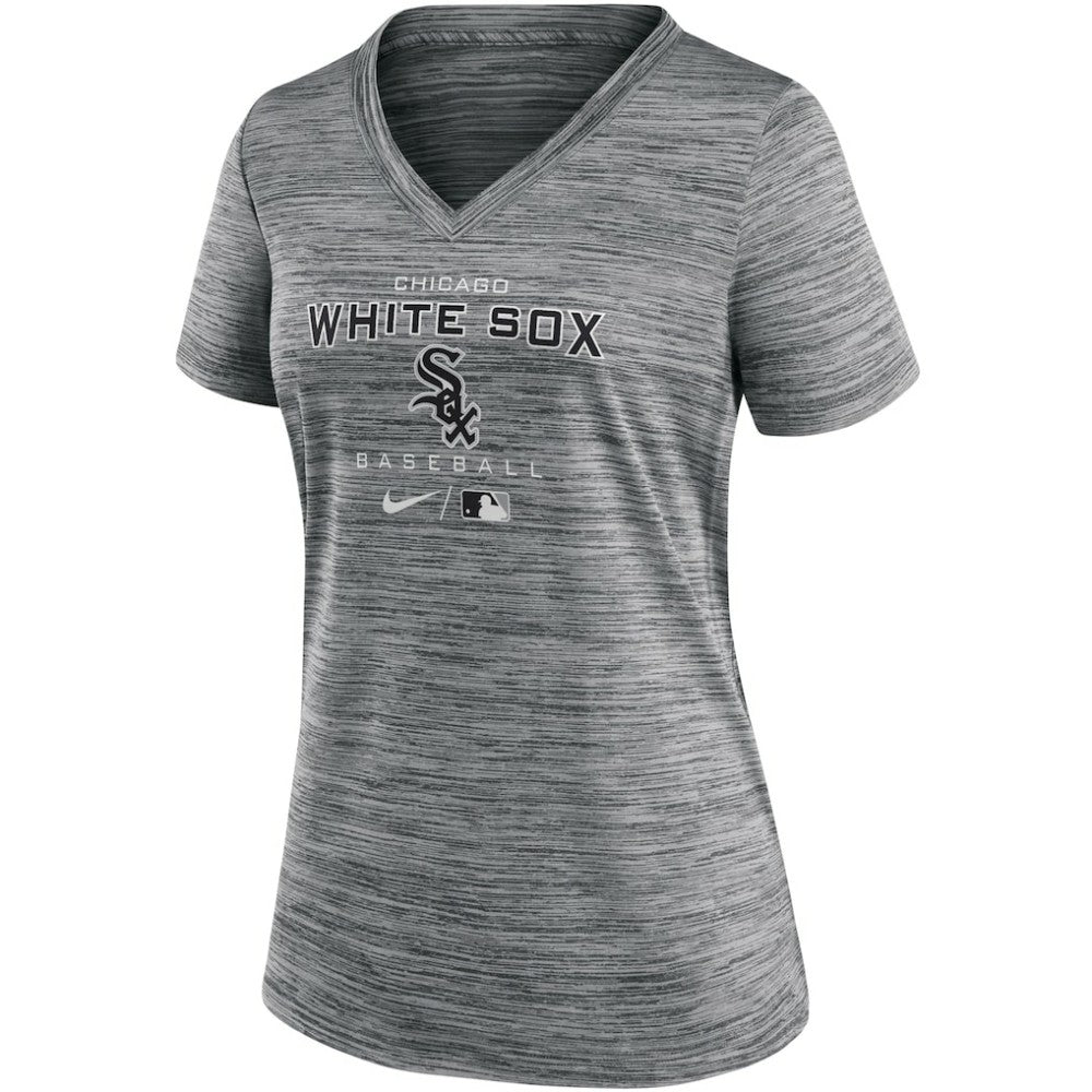 Chicago White Sox Women's Authentic Collection Velocity Performance V-Neck T-Shirt - Anthracite | Nike