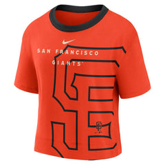 San Francisco Giants Women's Team First High Hip Boxy T-Shirt - Orange/Black | Nike