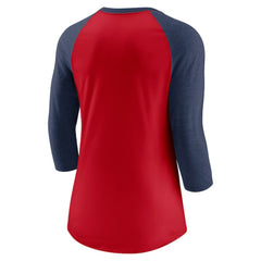 Washington Nationals Women's Modern Baseball Arch Tri-Blend Raglan 3/4-Sleeve T-Shirt - Red/Navy | Nike