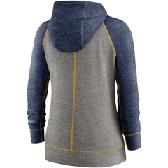 Milwaukee Brewers Women's Split Wordmark Gym Vintage Raglan Lightweight Full-Zip Hoodie - Heather Charcoal/Heather Navy | Nike
