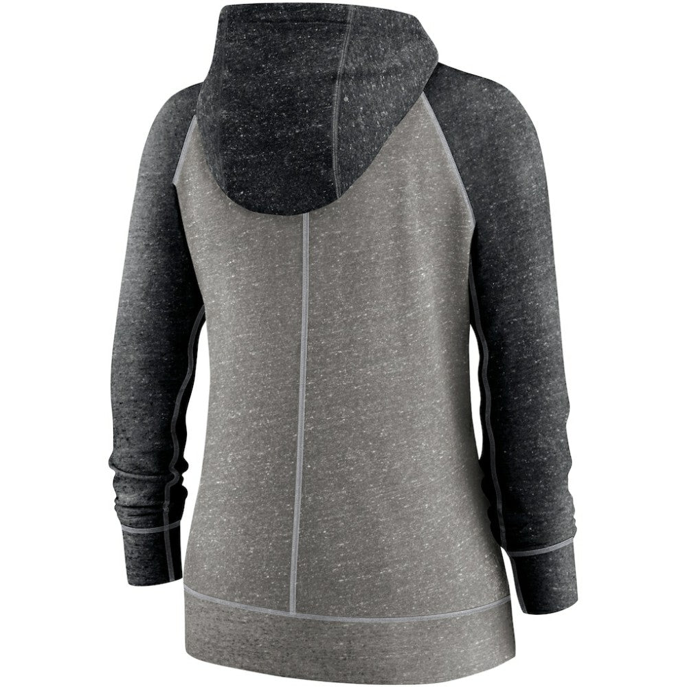 Chicago White Sox Women's Split Wordmark Gym Vintage Raglan Lightweight Full-Zip Hoodie - Heather Charcoal/Heather Black | Nike