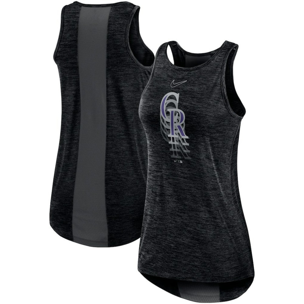 Colorado Rockies Women's Logo Fade High Neck Performance Tank Top - Black | Nike
