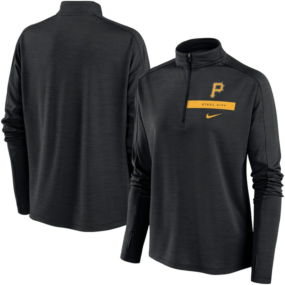 Pittsburgh Pirates Women's Primetime Local Touch Pacer Quarter-Zip Top - Black | Nike