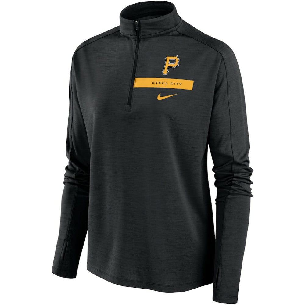 Pittsburgh Pirates Women's Primetime Local Touch Pacer Quarter-Zip Top - Black | Nike
