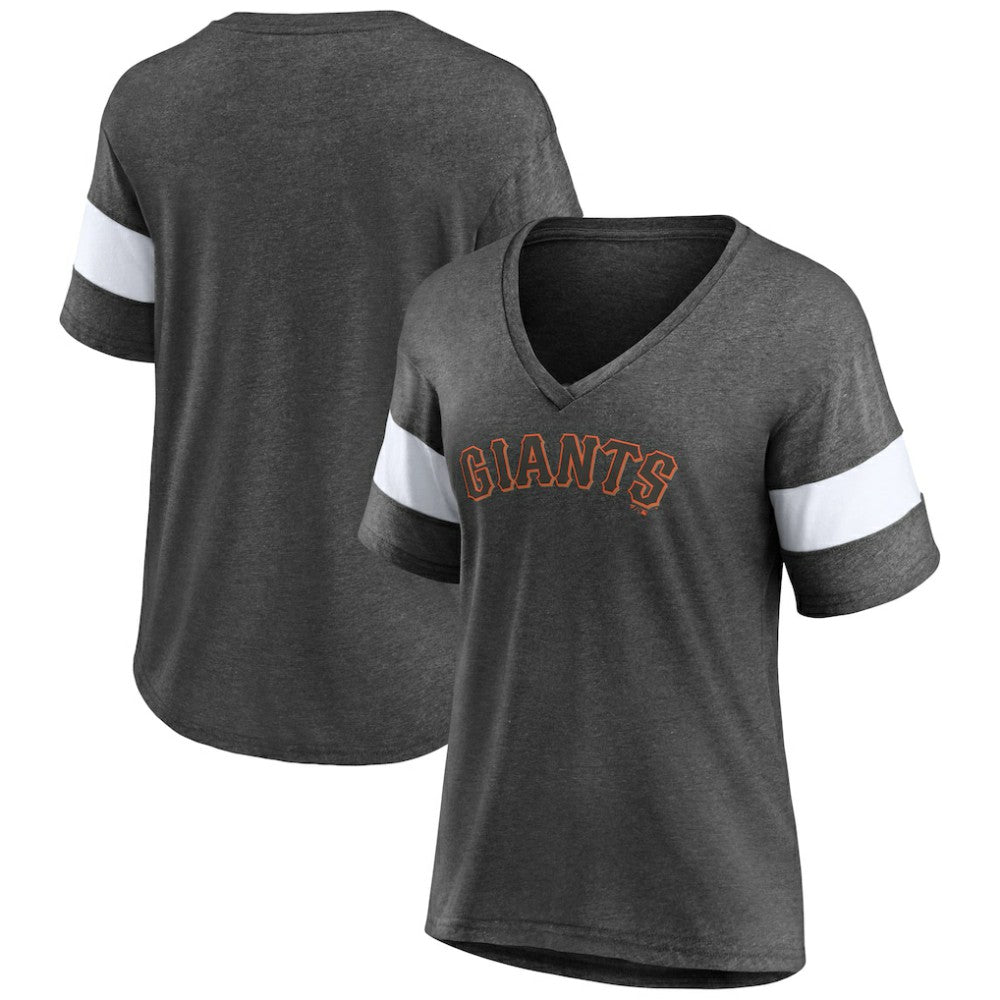 San Francisco Giants Women's Wordmark V-Neck Tri-Blend T-Shirt - Heathered Charcoal