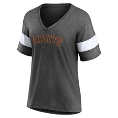 San Francisco Giants Women's Wordmark V-Neck Tri-Blend T-Shirt - Heathered Charcoal
