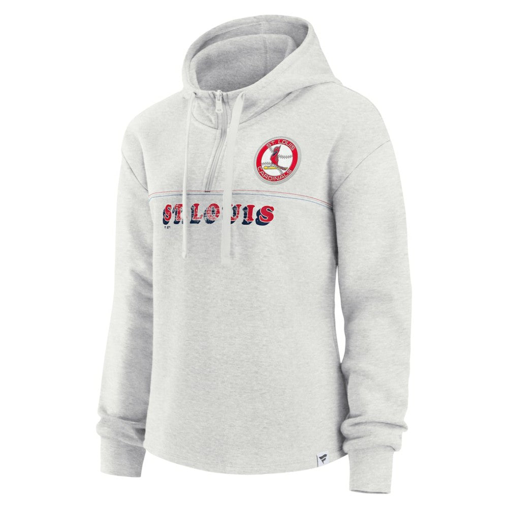 St. Louis Cardinals Women's True Classics Legacy Quarter-Zip Hoodie - Oatmeal
