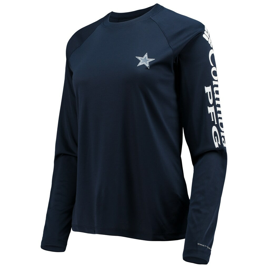 Dallas Cowboys Women's Tidal Omni-Shade Raglan Long Sleeve T-Shirt - Navy/White for sale