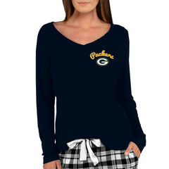 Green Bay Packers Concepts Sport Women's Marathon Knit Long Sleeve Lightweight V-Neck Lounge Top - Black cheap