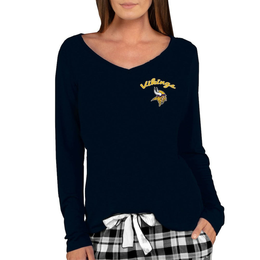 Minnesota Vikings Concepts Sport Women's Marathon Knit Long Sleeve Lightweight V-Neck Lounge Top - Black discount