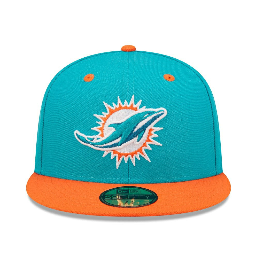 Miami Dolphins New Era Flipside 2Tone 59FIFTY Fitted Hat - Aqua/Orange for sale
