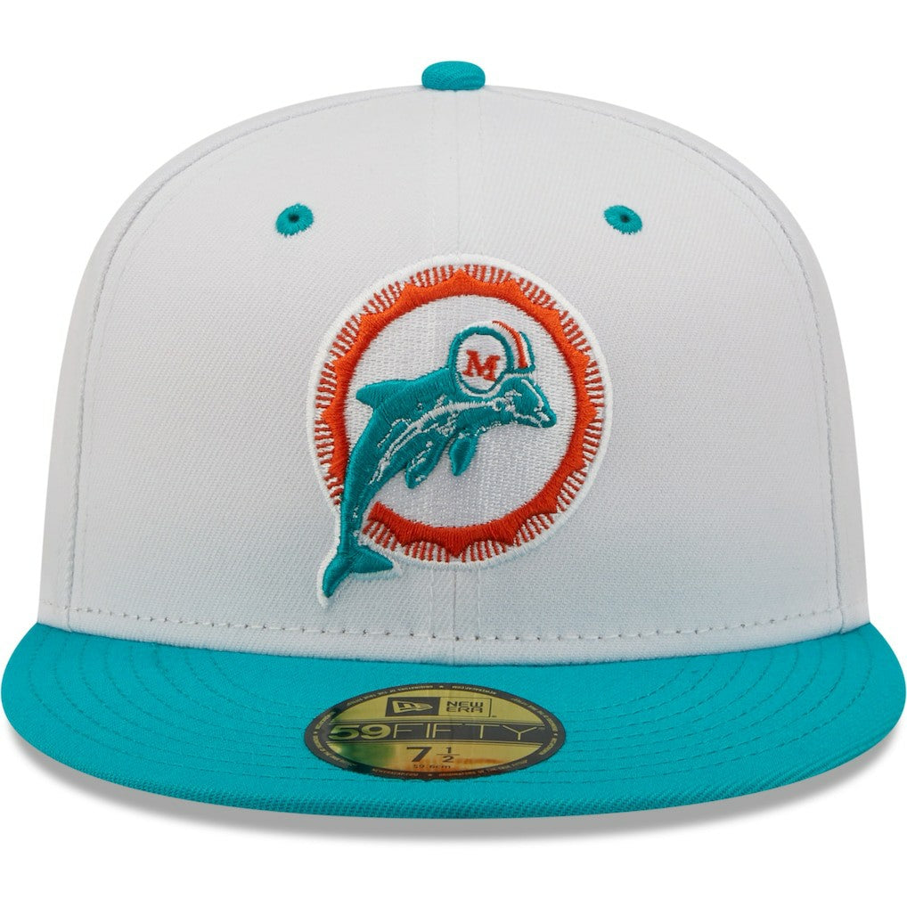 Miami Dolphins New Era Flipside 2Tone 59FIFTY Fitted Hat - White/Aqua cheap