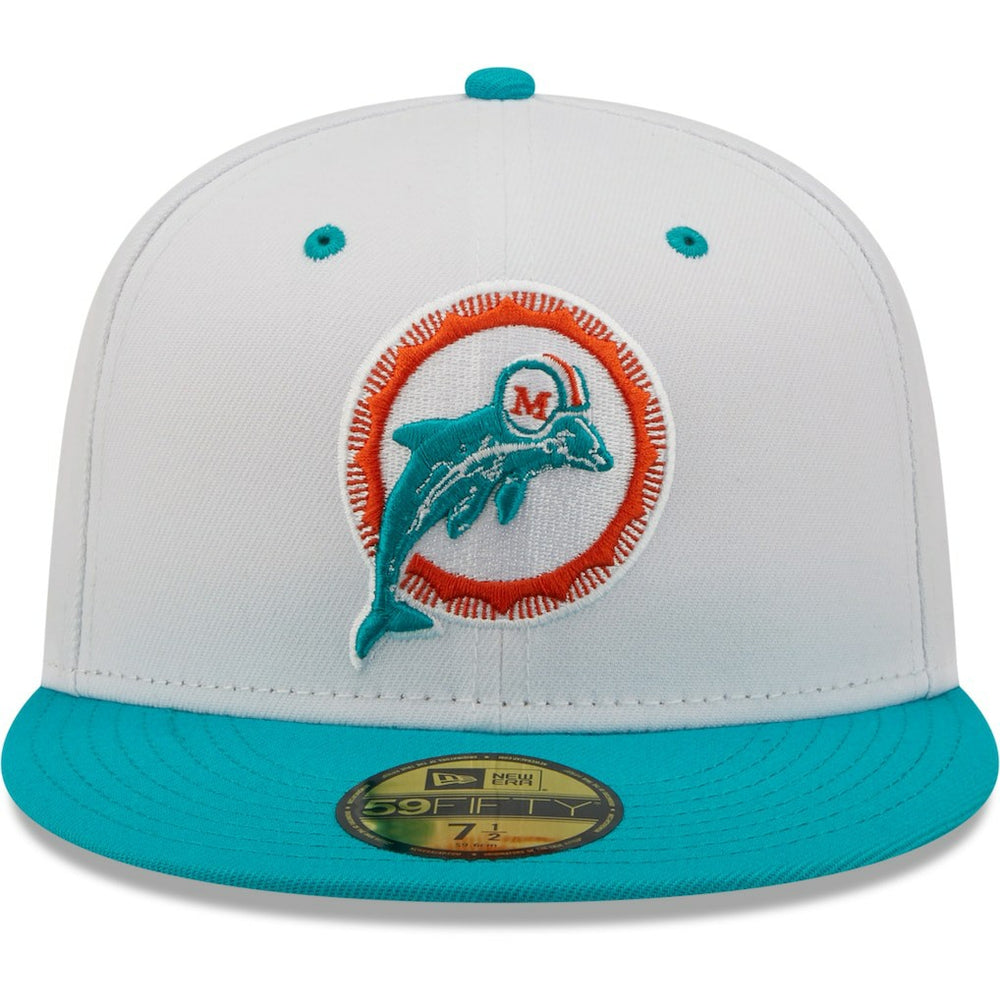Miami Dolphins New Era Flipside 2Tone 59FIFTY Fitted Hat - White/Aqua cheap