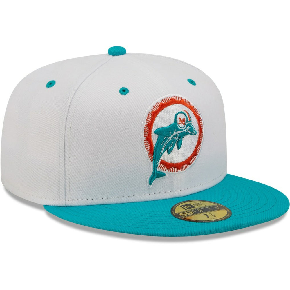 Miami Dolphins New Era Flipside 2Tone 59FIFTY Fitted Hat - White/Aqua cheap