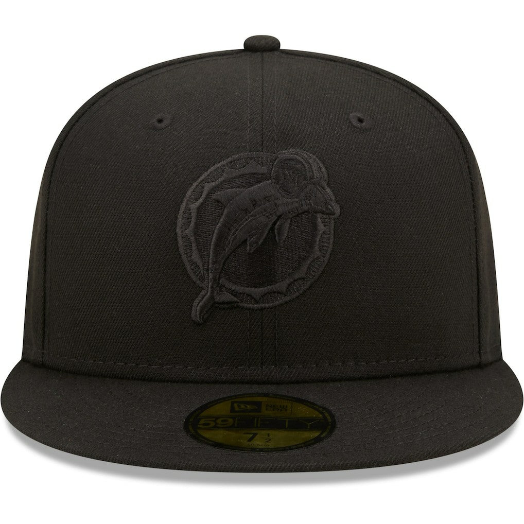 Miami Dolphins New Era Team Black on Black Alternate Logo 59FIFTY Fitted Hat outlet