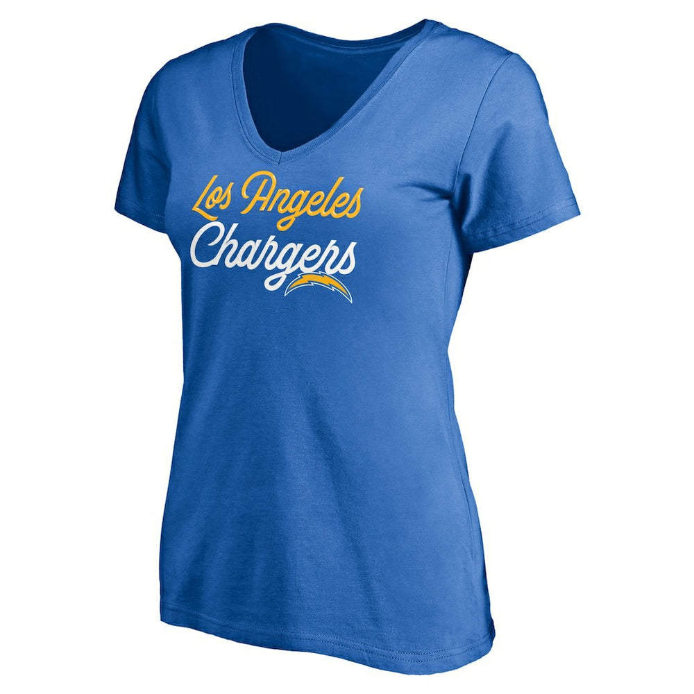 Los Angeles Chargers Women's Long Stride V-Neck T-Shirt - Powder Blue for sale