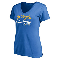 Los Angeles Chargers Women's Long Stride V-Neck T-Shirt - Powder Blue for sale