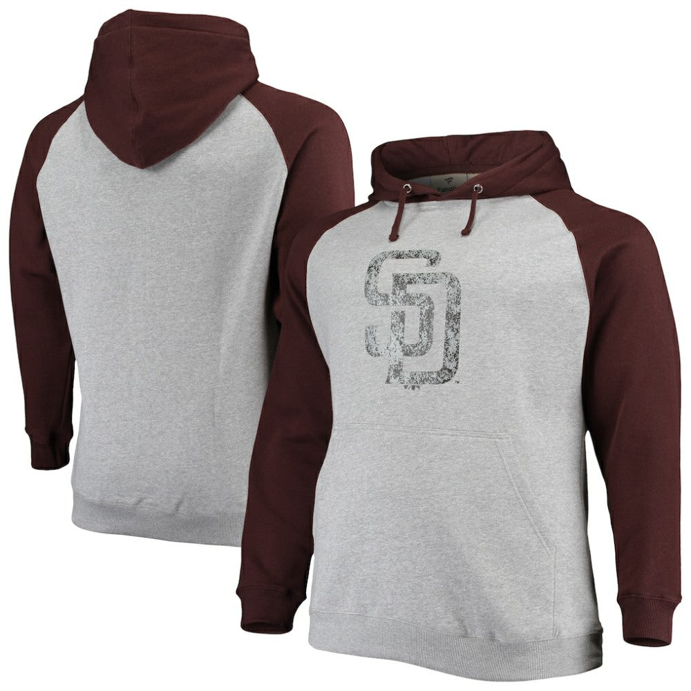 San Diego Padres Big & Tall Raglan Pullover Hoodie - Heathered Gray/Brown