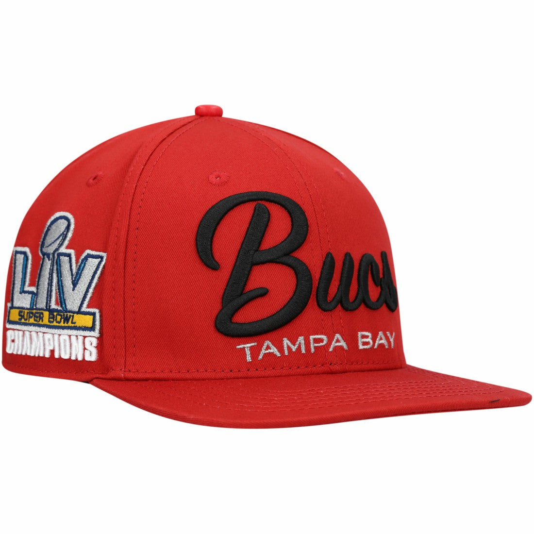 Tampa Bay Buccaneers Pro Standard LV Super Bowl Champions Script Wordmark Snapback Hat - Red discount