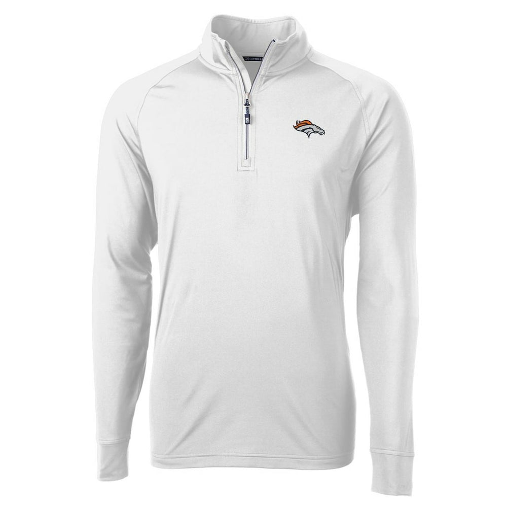 Denver Broncos Cutter & Buck Adapt Eco Knit Quarter-Zip Pullover Jacket - White on sale