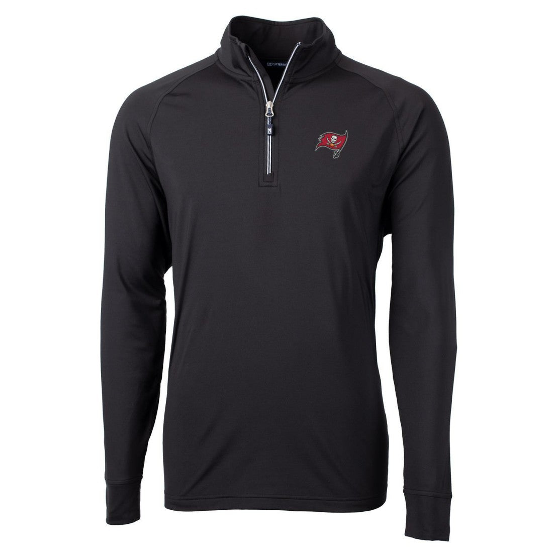 Tampa Bay Buccaneers Cutter & Buck Adapt Eco Knit Quarter-Zip Pullover Jacket - Black for sale