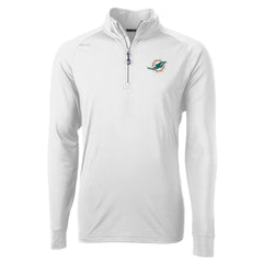 Miami Dolphins Cutter & Buck Adapt Eco Knit Quarter-Zip Pullover Jacket - White on sale