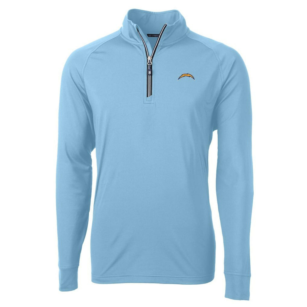Los Angeles Chargers Cutter & Buck Adapt Eco Knit Quarter-Zip Pullover Jacket - Light Blue sale