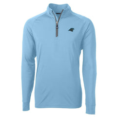 Carolina Panthers Cutter & Buck Adapt Eco Knit Quarter-Zip Pullover Jacket - Blue on sale