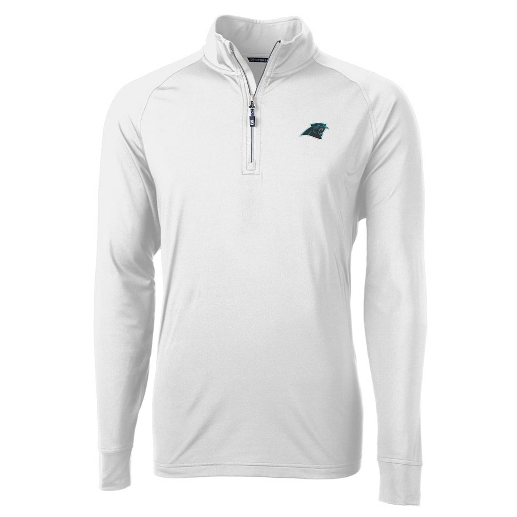 Carolina Panthers Cutter & Buck Adapt Eco Knit Quarter-Zip Pullover Jacket - White for sale