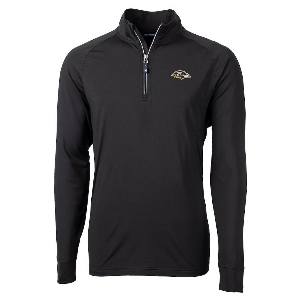 Baltimore Ravens Cutter & Buck Adapt Eco Knit Quarter-Zip Pullover Jacket - Black for sale